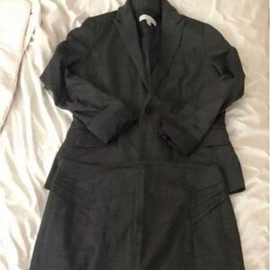 Dark Gray Blazer and Skirt Set Work suit blazer skirt ny&co